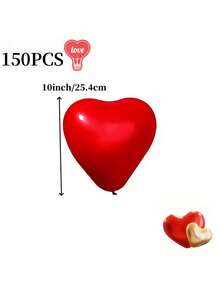 10/30/50/100/150/200 个心形气球，10 英寸/25 厘米乳胶心形气球，适用于婚礼、节日、家居装饰、派对装饰 - 彩色 - 查看 14