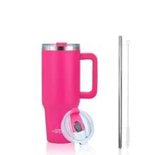 watersy 1pc WATERSY 30 Oz/40 Oz Tumbler With Handle And Straw | 100% Leakproof Insulated Tumblers, Vacuum Reusable Stainless Steel Insulated Water Bottle Travel Mug Cup | Includes ALL Accessories:2 In 1 Lid, Stainless Steel Straw, & Cleaner, For Outdoor, Camping