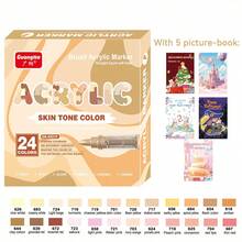 Bộ 24 bút vẽ acrylic chuyên nghiệp màu da và màu bánh macaron, khô nhanh và không lem, lý tưởng cho vẽ graffiti tự làm, nhiều lớp màu với độ che phủ cao, thích hợp làm quà tặng tựu trường, có thể dùng trên áo phông/giày vải/cốc, vẽ ngoài trời, đồ thủ công, đồ dùng học tập, hội họa, bộ văn phòng phẩm bút dạ. - Nhiều màu - Xem 13