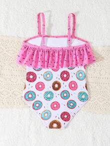 Toddler Girls' One-Piece Donuts Print Swimsuit - Multicolor - View 2