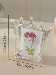 1 pieza Marco con forma de corona, Marco de plástico para fotos con perlas y rhinestone de 3 pulgadas, 6 pulgadas o 7 pulgadas (el papel fotográfico se envía aleatoriamente)
