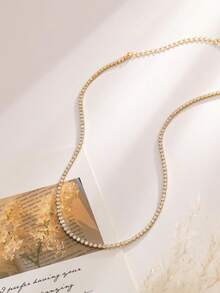 1 chiếc vòng cổ tennis nữ, mặt dây chuyền tennis Cubic Zirconia mạ vàng 14K, phù hợp làm trang sức hàng ngày của phụ nữ - Nhiều màu - Xem 6