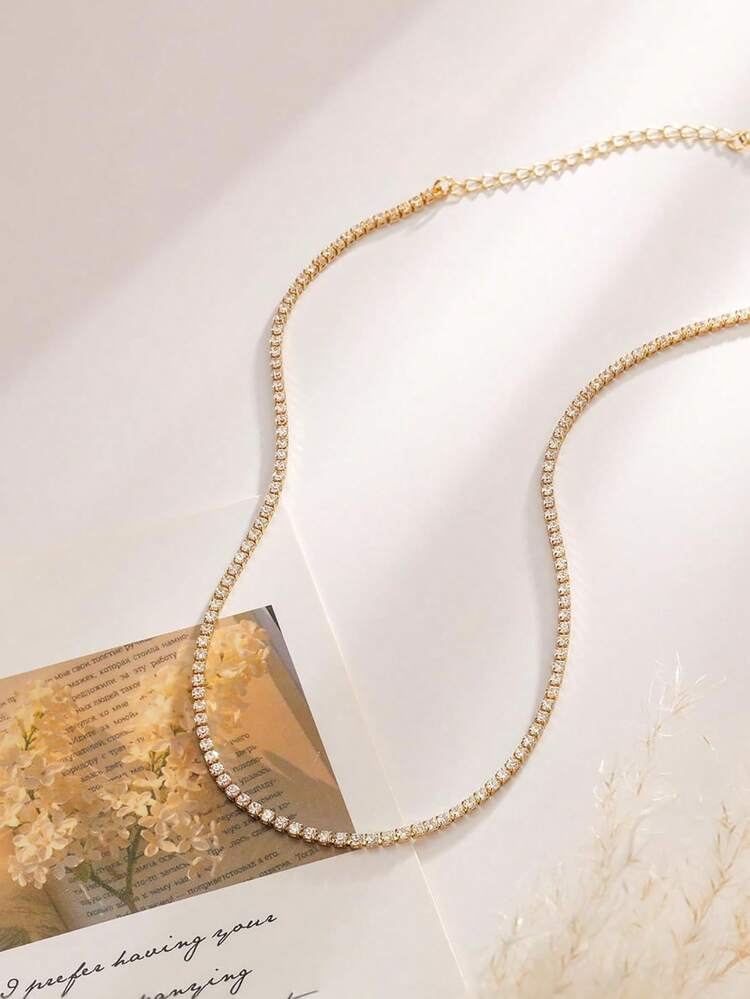 1 件女士网球项链，14K 镀金方晶锆石网球吊坠，适合女性日常珠宝搭配 - 彩色 - 查看 6