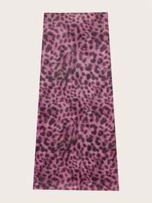 Leopard Print Chiffon Net Skirt, Fashionable For Summer - Hot Pink - View 1