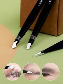 专业眉毛镊子套装，3 件不锈钢精密镊子，多功能镊子，男女适用