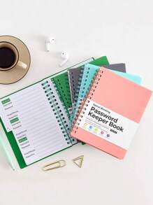 1 pièce Carnet de mots de passe multicolore au format A6, carnet de journalisation des mots de passe avec index des identifiants de site Web en spirale en PP, carnet de conservation des mots de passe, fournitures scolaires, rentrée scolaire