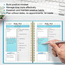 Daily Planner Undated 87 Sheets, 8.3" X 5.7" To Do List Notebook Twin-Wire Binding, A5 Hourly Planner Notebook, Daily To Do List Notepad Habit Tracker Journal For Meetings, Appointments - Blue - View 7