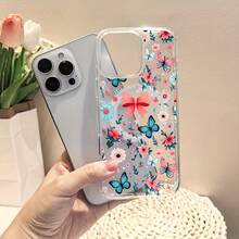 Funda de teléfono con diseño de estampado de baile de mariposa, diseño elegante, compatible con 16ProMax, 16Pro, 16Plus, 16, 15, 15ProMax, 14Pro, 14Plus, 13Pro, 12Pro, 11, a prueba de golpes, con carga inalámbrica magnética y de acrílico transparente - transparente - Ver 3