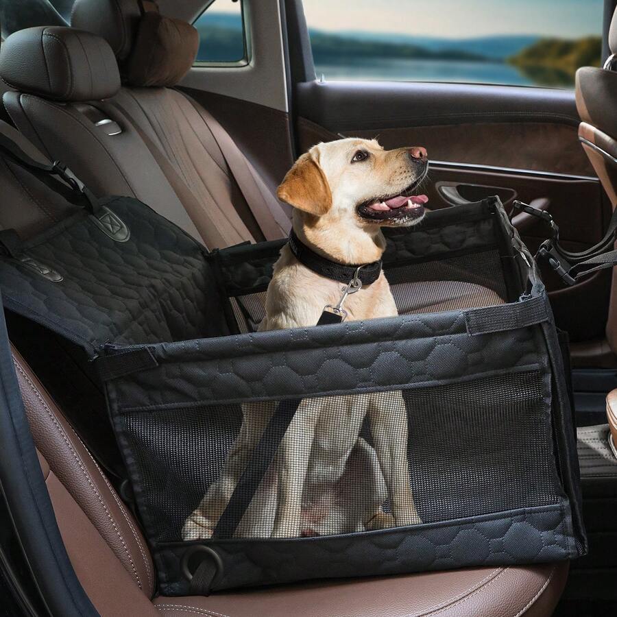 Large Size New Car Pet Basket, Cat Basket, Foldable, Breathable Car Pet Carrier With Mesh, Quilted Bottom, Suitable For Large Dogs - Foldable, Washable Car And Truck Pet Backseat Protector, Pet Supplies With Buckle N'Go Dog Car Seat For Large Dogs, With Breathable Mesh And Adjustable Dog Car Safety Belt, Dog Car Hammock, Dog Harness Dog Car Seat Cover - Black - View 1