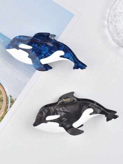 1 chiếc kẹp tóc hình cá voi sát thủ hoạt hình dễ thương, thiết kế sáng tạo, chất liệu acetate, chống trượt, chắc chắn, thời trang, thích hợp làm búi tóc, dùng cho các dịp lễ, tiệc tùng, sử dụng hàng ngày và làm quà tặng. Kẹp tóc mùa thu đông, phụ kiện tóc cho nữ, thích hợp cho trang phục đi nghỉ mát, mùa hè hoặc đi biển.