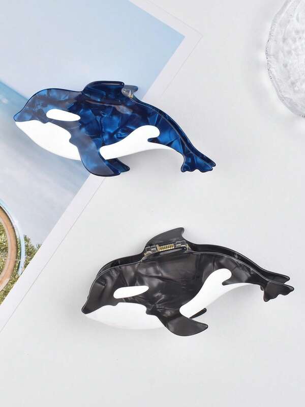 1pc Women's Cute Cartoon Creative Design Orca, Whale Big Hair Claw, Acetate Hairclip, Non-Slip Strong Fashionable Headpiece, Bun Maker, Suitable For Holidays, Parties, Daily Use, And Gifts, Claw Clip Fall Winter Hair Clip Hair Accessories For Women For Vacation Outfits Woman