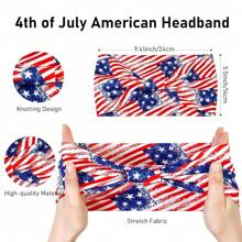4th Of July Womens Headband Independence Day Hair Accessories Patriotic Wide Headbands Women Red And Blue Hairband American USA Party Decor (Pack Of 4)