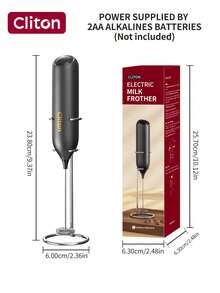 CLITON 电池式奶泡器（不含电池） - 适用于咖啡、拿铁、热巧克力，3 种款式（单头/经典塑料/升级不锈钢），6 种颜色（黑/白/粉/绿/红/蓝） - 圣诞节、圣尼古拉斯节、情人节、新年、乔迁、复活节的完美礼物 - 彩色 - 查看 13