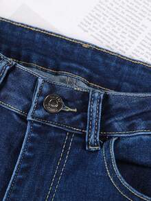 HIMARRI Chic Diario, Jeans de Pierna Ancha con Cintura Alta y Cordón para Mujer - Estilo Casual de Calle, Denim Azul Claro con Cinturilla Elástica, Mezcla de Lyocell Cómoda, Ideal para el Uso Diario y Atuendos Elegantes - Azul - Ver 4