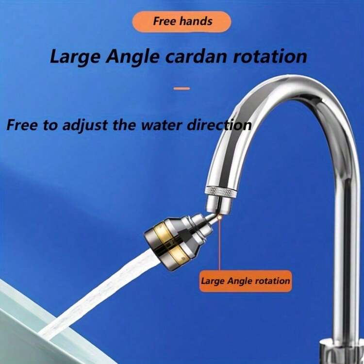 Upgraded Precision Copper Faucet Swivel Spout With Rotatable Hose, Includes Rotatable Thread, 2 Gaskets, Suitable For Kitchen, RV Etc. Anti-Splash Shower Head Extender, Filter, Booster, Extended Spout, Universal Water-Saving Device - Silver - View 3