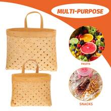2 Piezas Cestas tejidas para colgar en la pared, cestas colgantes de cocina, cestas tejidas para colgar objetos varios - 1 - Ver 5