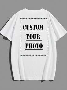 Customized Men's T-Shirt, Upload Your Photo/Group Photo/Lover/Best Friend/Pet/Landscape, Men's White T-Shirt, Valentine's Day, Christmas, Holiday Gift, Birthday Father's Day Anniversary Gift, Company Team Building, Music Festival, Gift For Him, Men's Round Neck Short Sleeve T-Shirt, Party, Men's White Short Sleeve Shirt, Summer Men's Top
