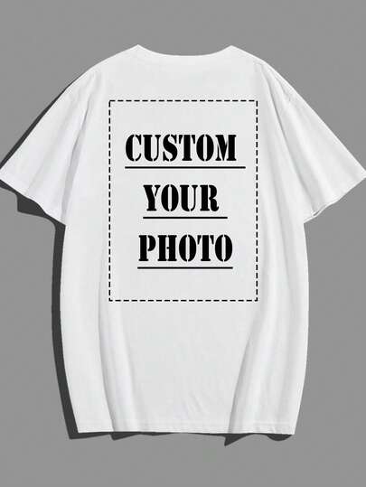 Camiseta personalizada para hombres, sube tu foto/foto de grupo/pareja/mejor amigo/mascota/paisaje, camiseta blanca para hombre, Día de San Valentín, Navidad, regalo de vacaciones, regalo de cumpleaños, Día del Padre, regalo de aniversario, equipo de empresa, festival de música, regalo para él, camiseta de cuello redondo de manga corta para hombre, fiesta, camisa blanca de manga corta para hombre, top de verano para hombre