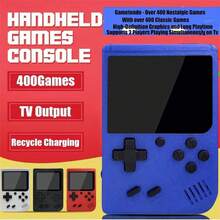 Retro Handheld Game Console With 400 Classic Games, 2.4 Inches HD Screen 1020 MAh Battery Rechargeable Handheld Games Video, Support TV & Two Players Present For Adults - 黑色 - 查看 4