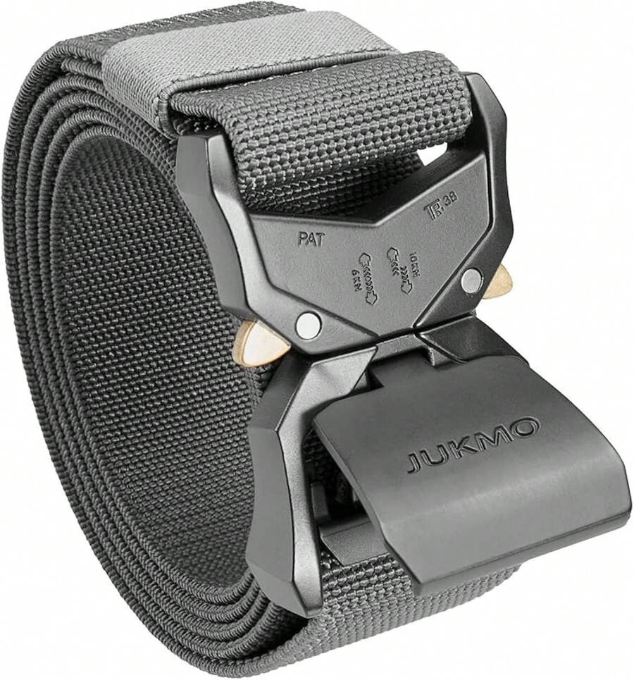 JUKMO Tactical Belt, Hiking Rigger 1.5 Nylon Web Work Belt With Heavy Duty Quick Release - 灰色 - 查看 1