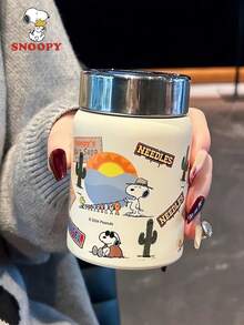 SNOOPY 1 件史努比不锈钢马克杯，便携式小巧水瓶，时尚简约设计，适合户外和汽车使用