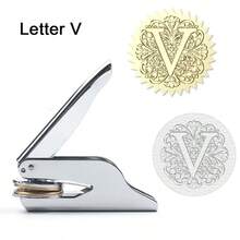 1 件不锈钢压花印章，巴洛克风格 26 个字母 A-Z 首字母系列，带花卉图案，手持式图书馆印章，首字母压花印章，婚礼压花印章，纸质压花印章，适用于书籍、信封、婚礼请柬和图书馆材料学校用品，返校