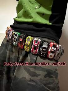 1pc Colorful Car Design Waist Belt, 1 Meter, Leather Strap, DIY Decorative, Versatile For Jeans, Car Shape Waist Chain (Car Color & Style Random)