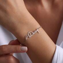 Paw Print Name Bracelet, Personalized Elegant Dog Paw Bracelet, Minimalist Paw Bracelet, Name Bracelet, Pet Bracelet, Christmas Gift - Multicolor - View 5