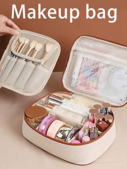 1个防水旅行化妆收纳包，大容量化妆包，洗漱包，可收纳口红、耳环、首饰、化妆刷、眼影盘等，适合婚礼、生日、送朋友、送妈妈、送老师等场合，也可作为化妆包、洗漱包、桌面收纳包、化妆包、包、梳妆台、化妆袋、小化妆包、化妆袋、圣诞礼物、小手提包、化妆收纳包、迷你收纳袋、大容量收纳袋、圣诞礼物、女士礼物创意、收纳袋、化妆袋、旅行必备品