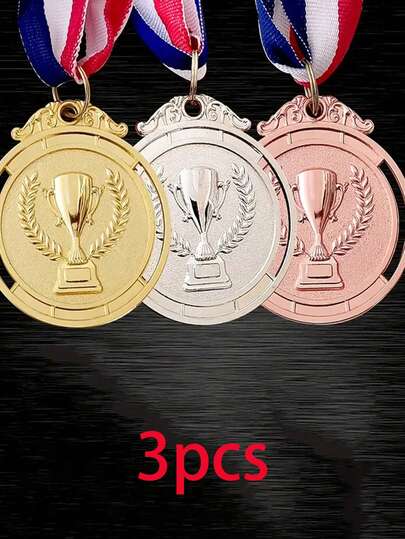 1pc/3pcs/5pcs/10pcs Gold, Silver, Bronze Medals, Award Medals For Sports, Marathon Competitions, Schools, Companies,School Supplies,Back To School
