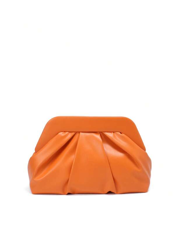 2025 Damen Clutch Tasche aus PU-Leder - frostig lila/kalk grün/flammenorange Abendtasche, elegante Hochzeitsgast Tasche mit abnehmbarer goldener Kette, Brautjungfer Geburtstags Weihnachtsgeschenk