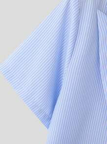 INCERUN Fashion Men Buttons Stripe Short Sleeve Blouse Blazer Coat Shorts Pants Summer Holiday Casual 2PCS Sets Outfits