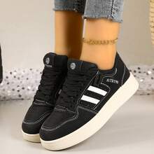 女士休闲运动鞋，拼色学院风一脚蹬 PU 皮革仿纽扣滑板鞋，女士运动鞋，适合办公室、海滩、婚礼、派对、学院、家居、健身房、户外、春季、夏季、秋季、冬季