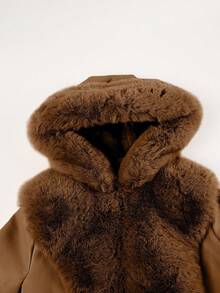 Chaqueta de mujer de PU con piel sintética y cinturón - Perfecta para otoño e invierno, elegante con cintura ajustable para uso casual o ir al trabajo