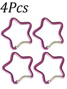 4 Peças Mosquetão de Estrela de Alumínio, Chaveiro de Gancho de Mola Criativo, Acessórios para Camping e Caminhada ao Ar Livre - Multicolorido - Visão 17