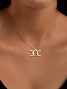 suteyi Triple Moon Goddess Necklace - Symbol Of Feminine Power - Wiccan Moon Phases Pendant - 14k Gold Plated Or Silver - Multicolor - View 2