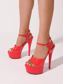 European And American Women Sandals Fashion Model Hotel Nightclub Stilettos High Heels Platform Shoes For Woman Suitable For Music Festival Pole Dance - 紅色 - 查看 1