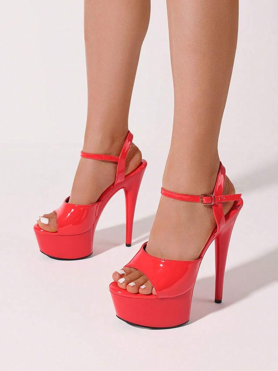 European And American Women Sandals Fashion Model Hotel Nightclub Stilettos High Heels Platform Shoes For Woman Suitable For Music Festival Pole Dance - 紅色 - 查看 1