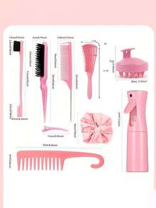 12件套/时尚女孩干湿两用章鱼梳套装,包括尖尾梳、鼠尾梳、边缘梳、发刷、发夹、发圈、宽齿梳;(6.8盎司/200毫升)多功能小型高压连续喷雾保湿旅行化妆瓶,适合家庭和户外旅行,是节日期间的最佳个性化礼物,包括发夹、美发套装、礼品和发饰。 - 多色勾梳款 - 查看 12