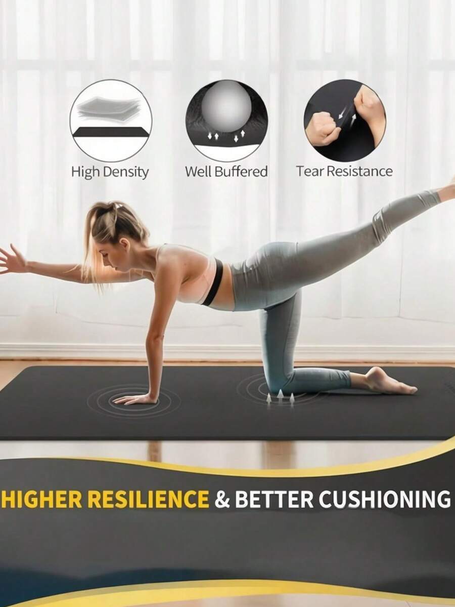 1pc Thick, Wide & Long Dual-Sided Colorful/Solid Exercise Mat, Non-Slip EVA Yoga Mat For Beginners, High-Density Fitness Mat For Men & Women, Pilates Mat, Waterproof, Anti-Tear, Thick EVA Picnic Mat, Non-Slip Shock-Absorbing Jump Rope Mat For Home Workout