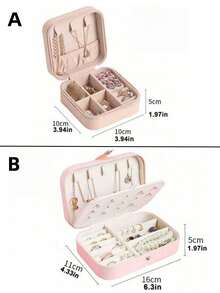 1 件旅行珠宝盒，小型 PU 皮革珠宝收纳盒，适合女士和女孩，双层便携式迷你旅行盒，用于存放耳环、戒指、项链 - 首飾盒 - 查看 3