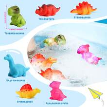 5/7/11pcs No Hole Dinosaur Bath Toys Set - Bathtub Floating Water Toys For Bathroom Water Tub Games Pool Party - 彩色 - 查看 4