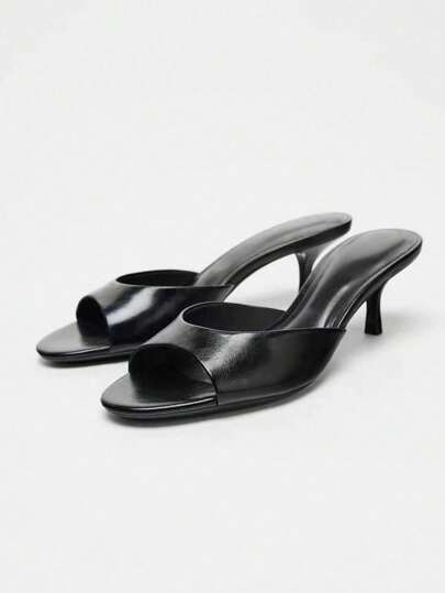 Women's New Summer Lacquered Effect Mule-Style High Heel Sandals