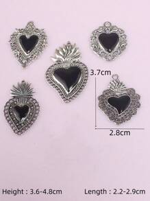 5pcs Mixed Enamel Gothic Style Catholic Sacred Heart Pendant, DIY Jewelry Crafts M112