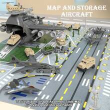 Children's Educational Toys Can Store Military Transport Tanks And Aircraft Model Toys Boys Fighter Planes Simulate Military Base Scenes Parent-Child Interactive Toys Intelligence Development
