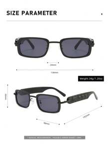 1 Pair Men Stainless Steel Square Narrow Frame Stylish Party, Casual, Hip-Hop Decorative Glasses Suitable For Daily Wear