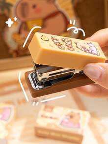 1pc Cute Capybara And Panda Desktop Stapler With Staples, Small Mini Office Stapler, Kids Cartoon Staplers For Desk, Handheld Staplers For Home Office , Back To School Gifts - Multicolor - View 10