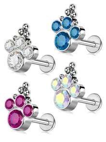 1 pieza Anillo para el labio con gota de agua con rhinestone, joyería para perforaciones en la oreja, Ashley Maduro Medusa, material hipoalergénico de acero inoxidable 316L, diseño de espalda plana con rosca interna, apto para uso diario, fiesta, cita, regalo para novia, amigas, estudiantes, madres - Multicolor - Ver 5