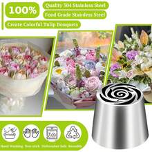 1pc Suuker Extra Large Russian Piping Nozzle, Stainless Steel Flower Shaped Piping Tip For Rose Decoration, Suitable For Cake Decorating, Cream, Cream Flower DIY Cookies, SL40 - Silver - View 4