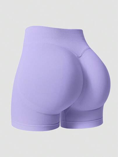 NcmRyu Women's Seamless Elastic Waist Shapewear Yoga Fitness Gym Running Sports Shorts